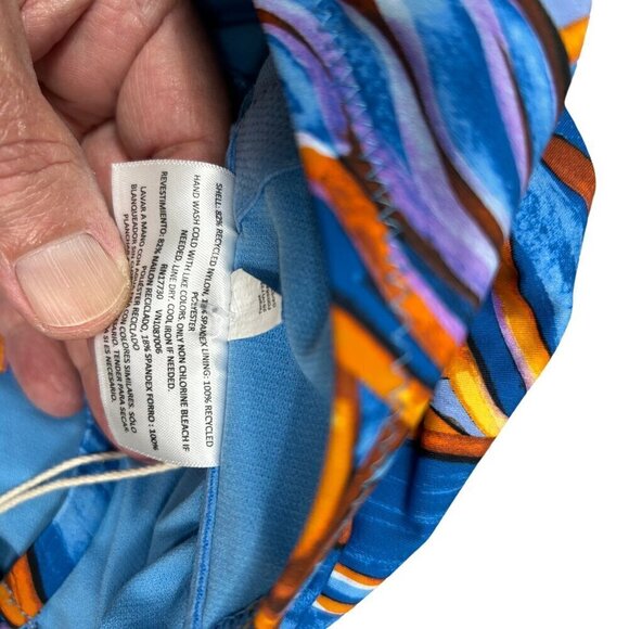 Fe Noel NWT High Leg Cheeky Deep V-Neck Leafy Palm Print Swimsuit Size XL - Picture 7 of 8